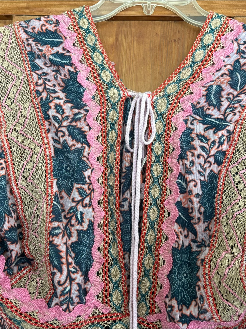 Free People in Blue, Pink & Coral Boho Peasant Dress Size XS - Picture 3 of 9